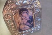 Framed Vintage Madonna and child  picture- in Silver stamped 925 Frame.