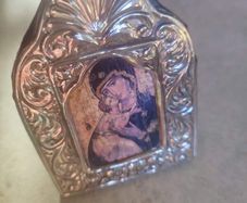 Framed Vintage Madonna and child  picture- in Silver stamped 925 Frame.