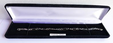 Vintage 925 Sterling Silver Figaro Link Chain Bracelet (in original box) length 7,5" - 5,2g