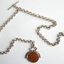 Vintage Silver Plated Pocket Watch Chain With Fob Image 2
