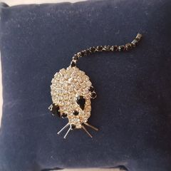 Small diamante mouse brooch