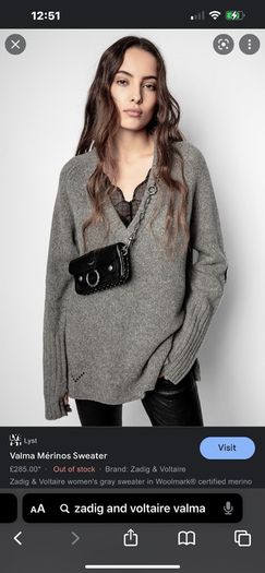 Zadig and Voltaire grey wool jumper M