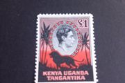 Rare George V Kenya Uganda Tanganyika 1 pound stamp, unused, D18 free reg post