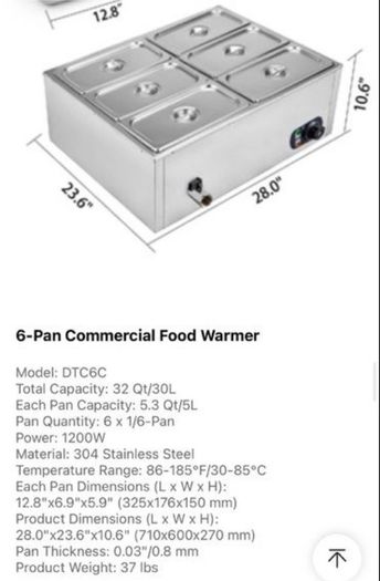 220v food heater Bain Marie 6- pan plate container food heater electric desktop steam table stainless steel large capacity buffet