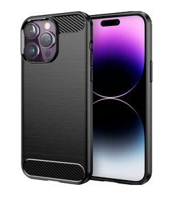 Black Shockproof Case For iPhone 14 PRO Carbon Fibre Effect Back Cover