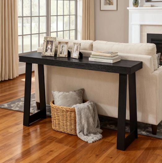 118 cm Console Table, Modern Desk Behind the Couch, Wooden Rectangle Entrance Desk, Narrow Long Sofa Table