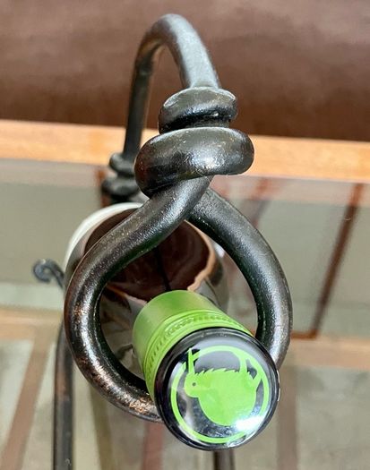 Vintage 20th Century Cast Iron Metal Brutalist Sculpture Bottle Holder Wine Rack