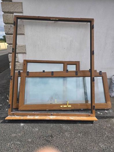 Golden Oak uPVC French Doors & Matching Window Set (Complete with Frames)
