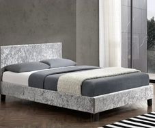 Double bedframe grey suede