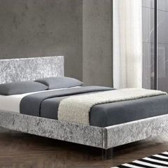 Double bedframe grey suede