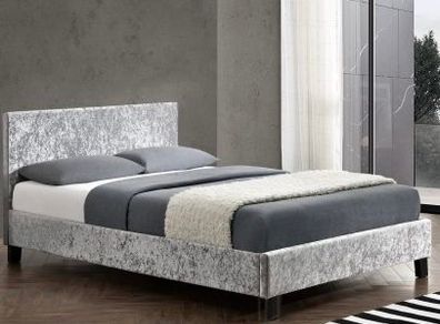 Double bedframe grey suede