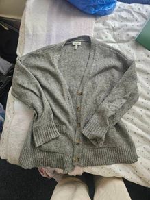 grey cardigan
