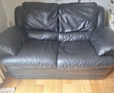 Natuzzi Italian Black Leather 2-Seater Sofa