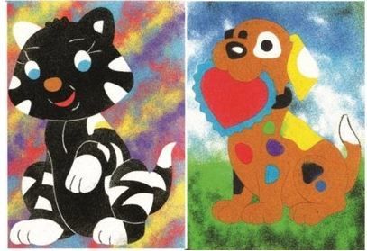 Sand art  cards pictures with glue