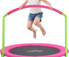 Rebounder Band Big Handle Trampoline for Toddlers Kids With Super Safety Pad Foam Handle Oxford Padded Noise-Free Kids Cover Fun for Kids Indoor/Outdoor for 2-6 years old