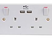 Double usb socket 2-Gang Power & USB Charging Wall Plate 13A 250V White
