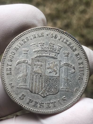 Spain 5 Pesetas 1870 Silver 90% Provisional Government