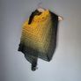 Handmade crochet triangle shawl wrap. Green and yellow ombre lacy shawl Image 5