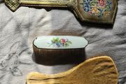 Antique mirror and brush set