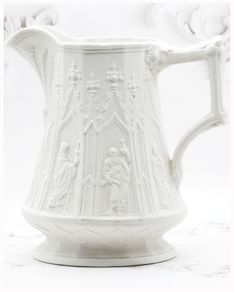 Large White Portmeiron Parian Ware Jug Vase