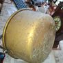 Large Antique Brass Cauldron Jam Pan with Iron Handle and Copper Rivets Image 4