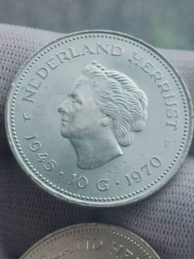 1970 Netherlands 10 Gulden silver