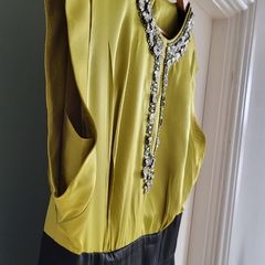 MONSOON Originals colour block black and lime dress Sz 14 UK - Rrp 160 (New)