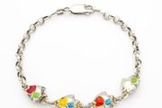 Vintage Enameled Fish Sterling Silver Bracelet
