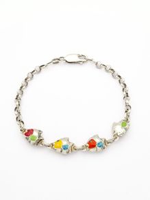 Vintage Enameled Fish Sterling Silver Bracelet