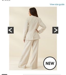 Mango suit jacket + wide leg trousers striped tailored set beige similar to Michelle Keegan 8/10