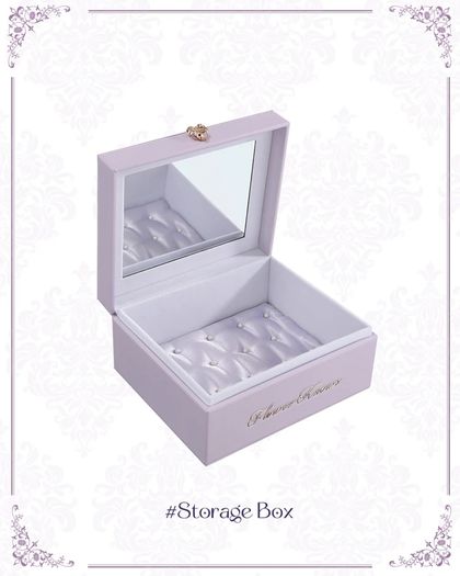 Flower Knows Violet Strawberry Rococo Collection Faux Leather Pearl Storage Box