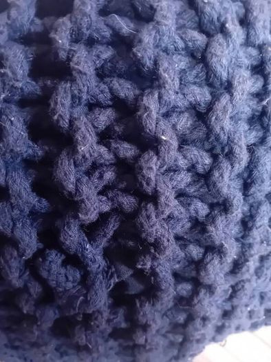 Navy knitted Footstool