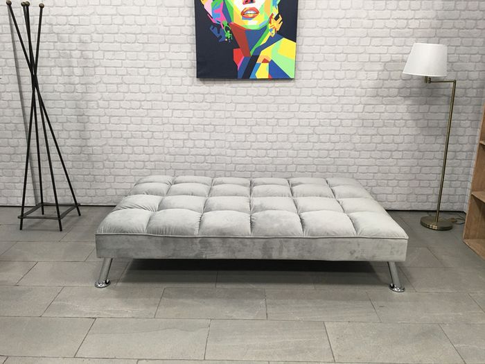 Light grey Modern Folding 3-Seater Fabric Sofa Bed