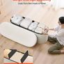 Beige Oval Storage Ottoman Bench, Foldable Teddy Fleece Upholstered Chest with Large Storage Space, 660 lb Capacity for Bedroom, Living Room & Entryway Image 2