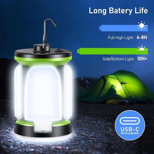 Camping Lantern Rechargeable, 2000 Lumen Ultra Bright Camping Lights Lamp - 7 Light Modes, 60 LED Hanging Tent Lamp, 10+ Hrs Battery Life for Outdoor, Power Cuts, Emergency, Fishing, Hiking etc