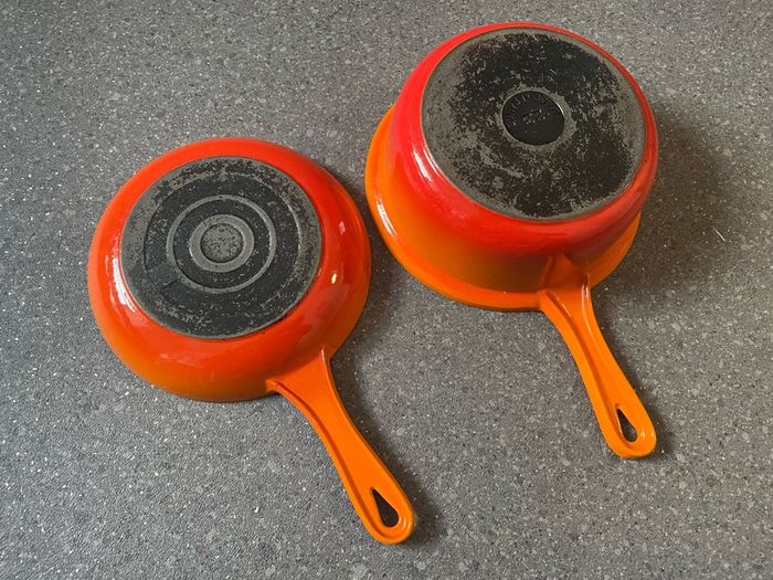 Made in France Cast Iron Marmitout 3 in 1 Saucepan Frying Pan 22 Orange Le Creuset style