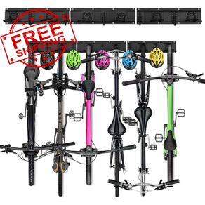NEW SALE | Bike Storage Rack, 6 Bicycles Bike Wall Mount Garage Organizer & 5 Helmet Hooks, Adjustable Indoor Bicycle Storage Mounted