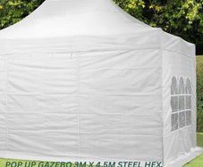 Heavy Duty Pop Up Gazebo Steel 40mm Hex 3m x 4.5m