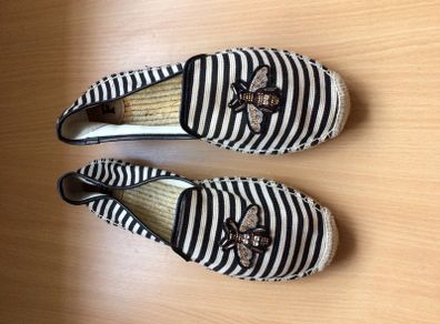 French connection Ladies Black and cream Bee espidrilles Eu 41 Size 7