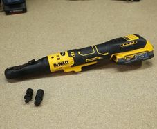 DeWALT 18V XR Cordless Brushless Sealed Head Ratchet Wrench 3/8 & 1/2 Inch Anvil PowerStack Battery And Multi Voltage Fast Charger.