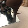 Brown Shoes with peep toe and front bow detail Image 3