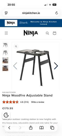 Ninja wood fire stand-adjustable height and side tray