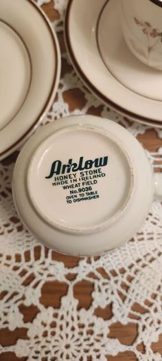 Vintage Arklow Honey Stone Cup and Saucer x6 Whead Field Ceramic Ireland
