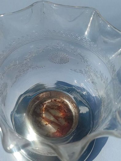 Art nouveau glass vase on Chester Sterling base