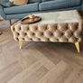 Velvet button-tufted coffee table with glass top Image 2