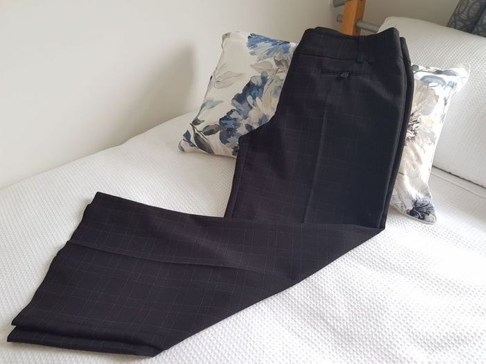Pinstripe 29" Leg Black Trousers - Size12