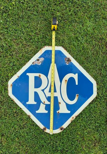 Vintage RAC Double-Sided Porcelain Enamel Sign  Original 1930s-50s 3kg, 56x57.5cm