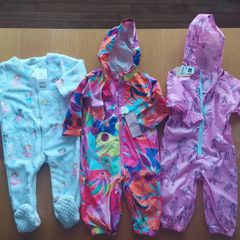 Baby girl 12 -18mths - puddle suits & fleece onsie