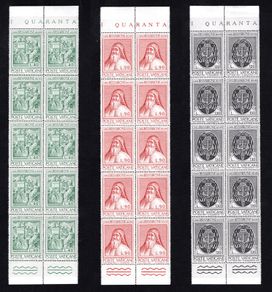 1972 Vatican City The 500th Anniversary of the Death of Bessarione Commemorative Stamps Panes of 10 Mint Never Hinged (MNH)