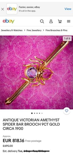 Gold Victorian Spider Brooch